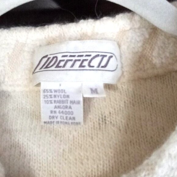 Formal Cocktail Wool Blend Sweater Jacket Medium Warm Burnout Texture Cream Y2k - Picture 7 of 9